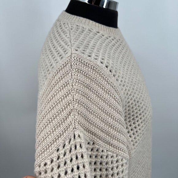 AllSaints Iden Crew Oversized Wool Sweater Eyelet Creamy White Size L‎ - Picture 9 of 12